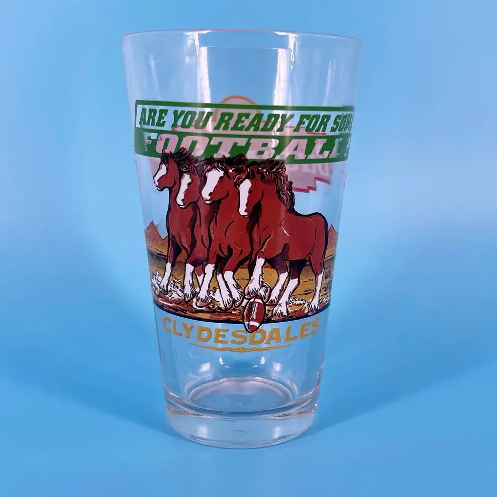 90s Budweiser Are You Ready For Some Football Clydesdale pint glass vintage